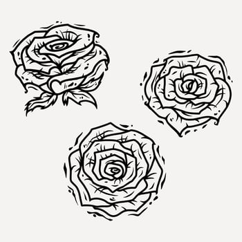 Rose bud with petals for Valentines love Day. Outline vector illustration