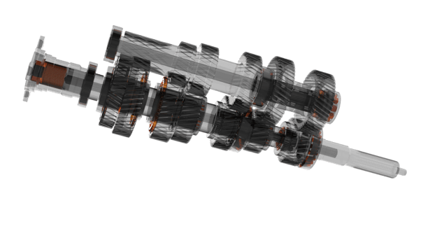 6 speed transmission isolated on background. 3d rendering - illustration png