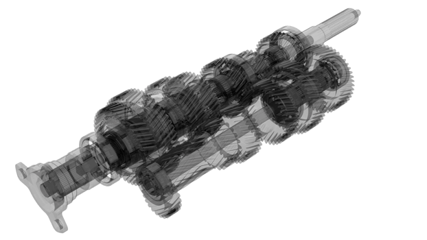 6 speed transmission isolated on background. 3d rendering - illustration png