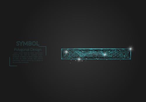 Abstract isolated blue image of a minus sign. Polygonal illustration looks like stars in the blask night sky in spase or flying glass shards. Digital design for website, web, internet vector