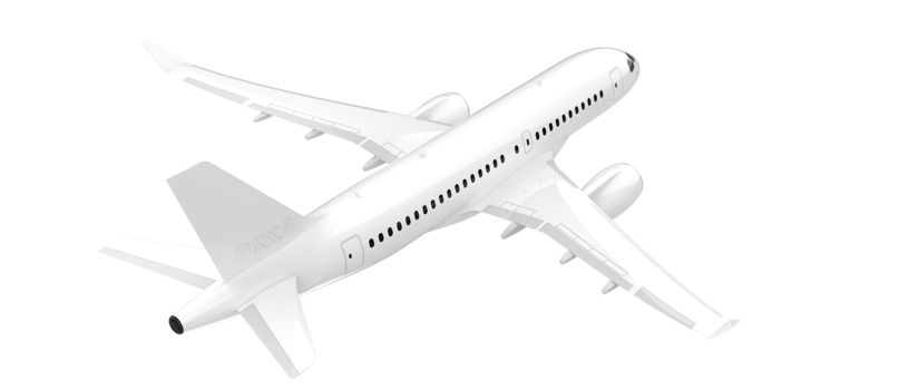 Flying airplane isolated on background. 3d rendering - illustration png