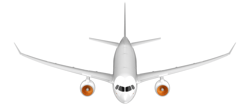 Flying airplane isolated on background. 3d rendering - illustration png