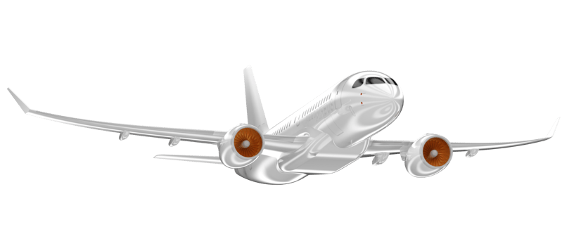 Flying airplane isolated on background. 3d rendering - illustration png