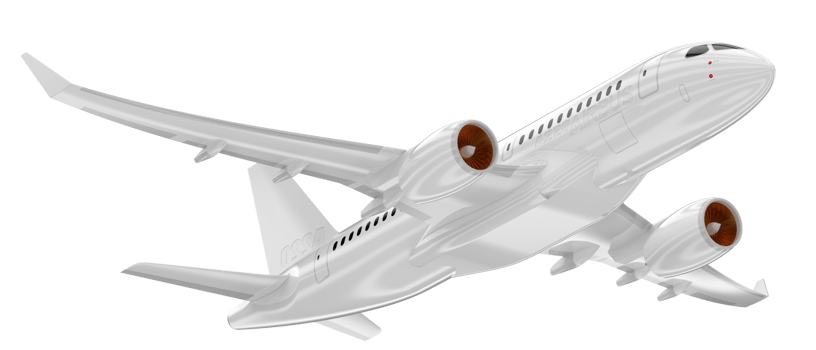 Flying airplane isolated on background. 3d rendering - illustration png