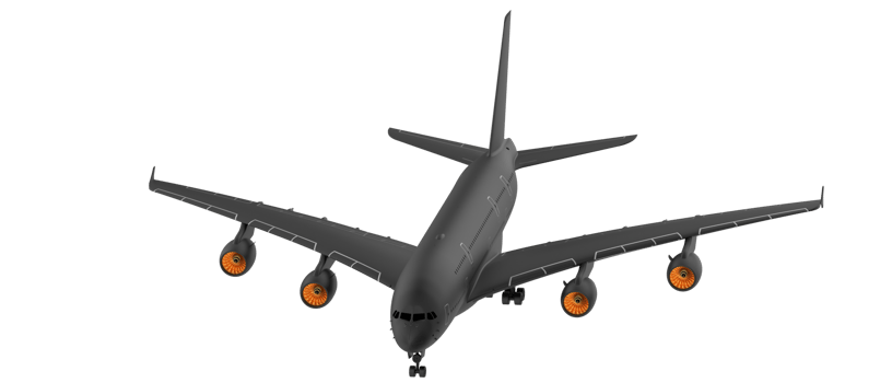 Flying airplane isolated on background. 3d rendering - illustration png