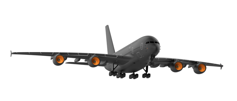 Flying airplane isolated on background. 3d rendering - illustration png