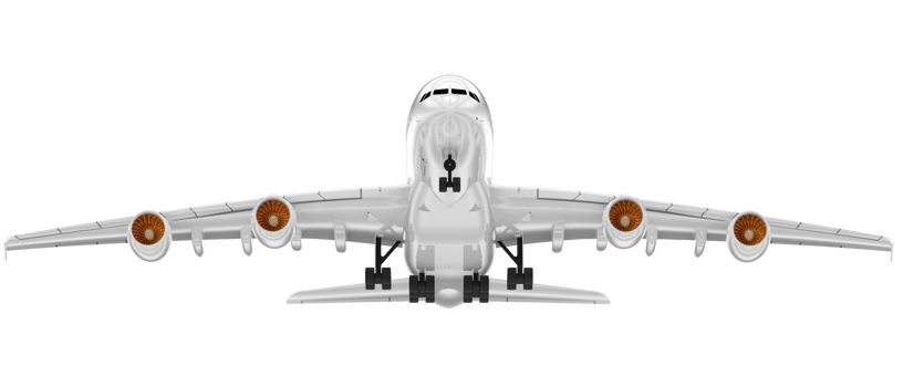 Flying airplane isolated on background. 3d rendering - illustration png