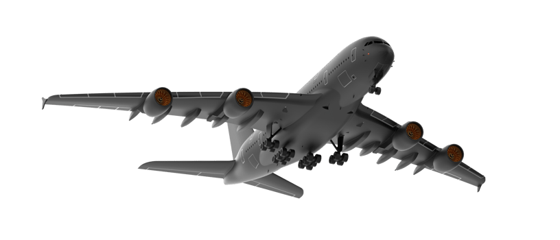 Flying airplane isolated on background. 3d rendering - illustration png