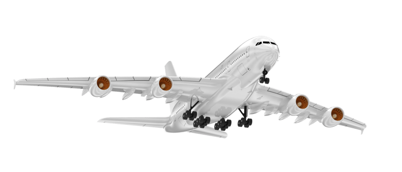 Flying airplane isolated on background. 3d rendering - illustration png