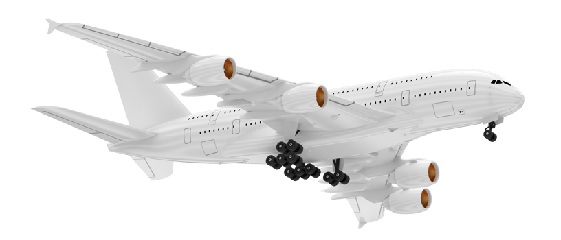 Flying airplane isolated on background. 3d rendering - illustration png