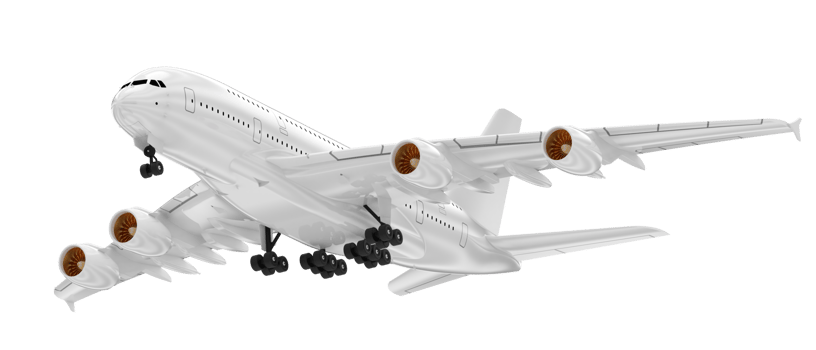 Flying airplane isolated on background. 3d rendering - illustration png