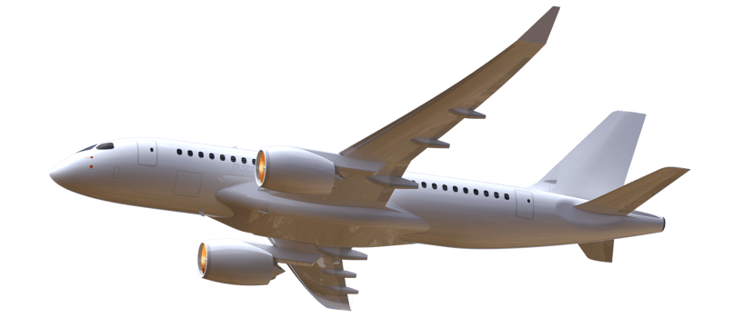 Flying airplane isolated on background. 3d rendering - illustration png