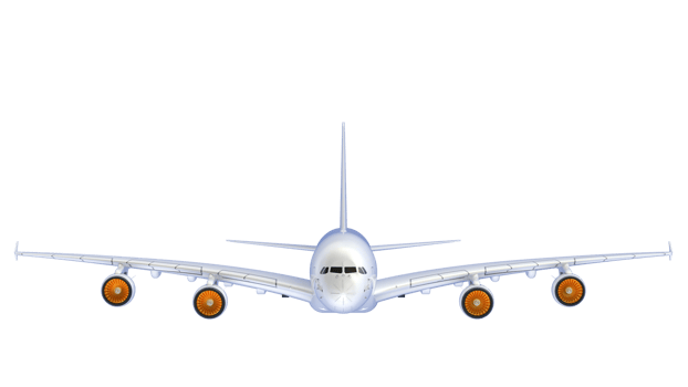 Flying airplane isolated on background. 3d rendering - illustration png