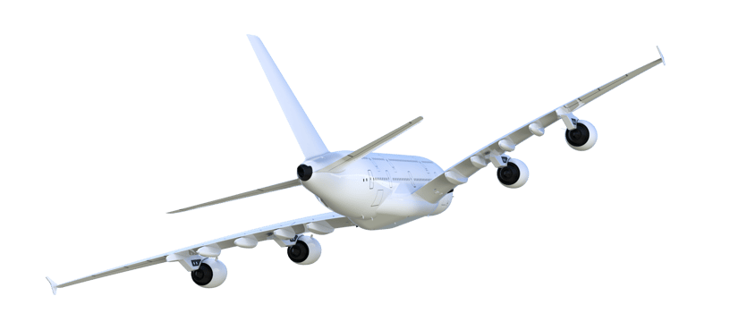 Flying airplane isolated on background. 3d rendering - illustration png