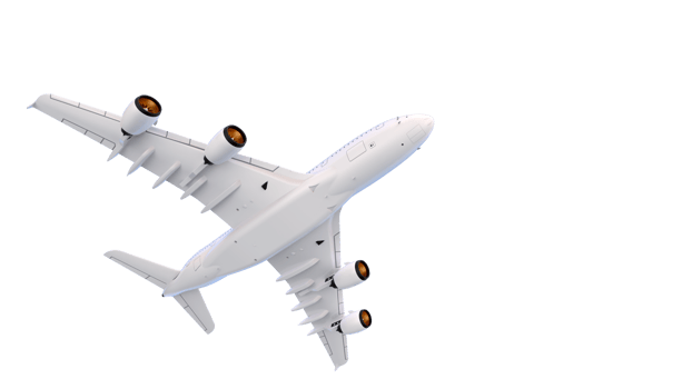 Flying airplane isolated on background. 3d rendering - illustration png