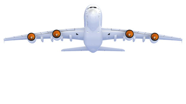 Flying airplane isolated on background. 3d rendering - illustration png