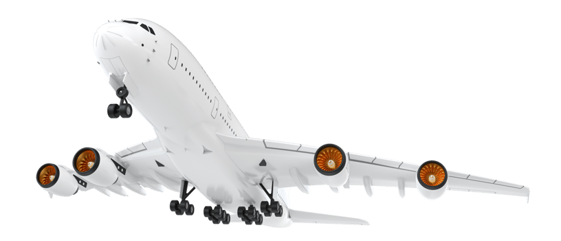Flying airplane isolated on background. 3d rendering - illustration png
