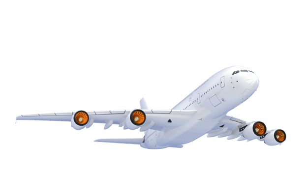 Flying airplane isolated on background. 3d rendering - illustration png