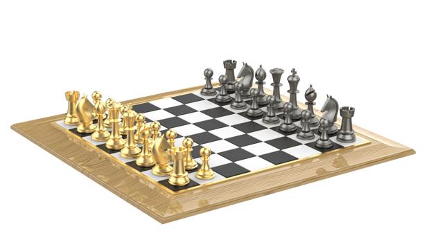 Chess board isolated on background. Ideal for large publications or printing. 3d rendering - illustration png