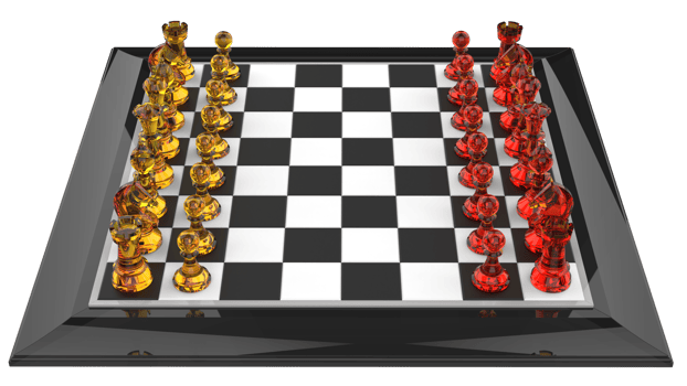Chess board isolated on background. Ideal for large publications or printing. 3d rendering - illustration png