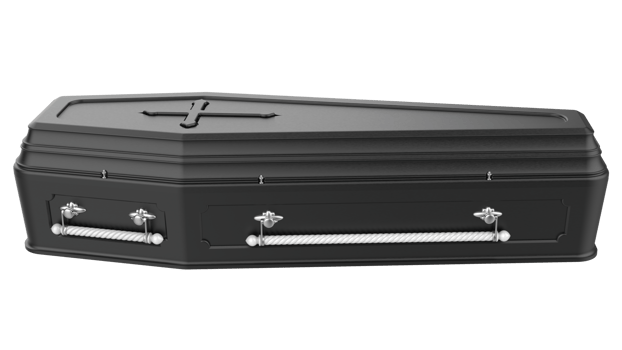 Closed coffin isolated on background. 3d rendering - illustration png
