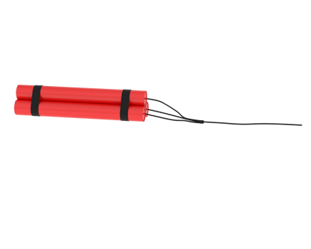 Red explosive dynamite isolated on background. 3d rendering - illustration png