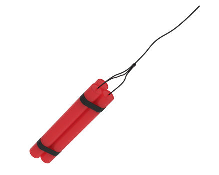 Red explosive dynamite isolated on background. 3d rendering - illustration png