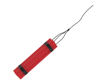 Red explosive dynamite isolated on background. 3d rendering - illustration png