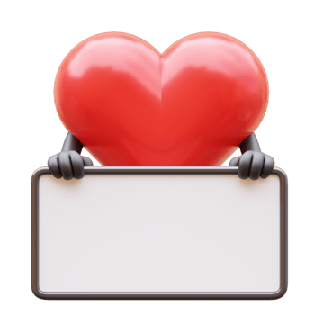 Love character presenting blank paper board png