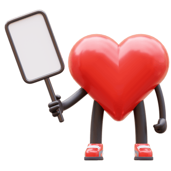 Love character presenting blank paper board png