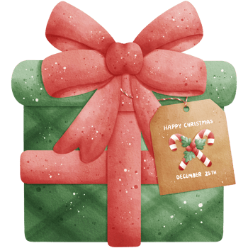 Watercolor Christmas Gift Box Illustration png