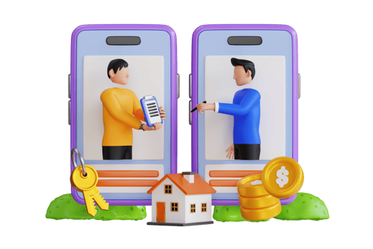 Online Property Agreement 3D Illustration. Online buy property 3d illustration png