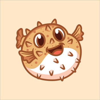 Puffer fish cartoon animal illustration vector