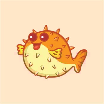 Puffer fish cartoon animal illustration vector