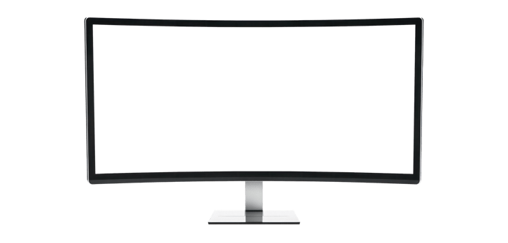 AI generated Curved Ultrawide Monitor on Transparent Background, front view png