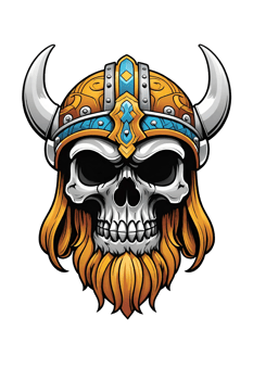AI generated Viking skull with horned helmet illustration png