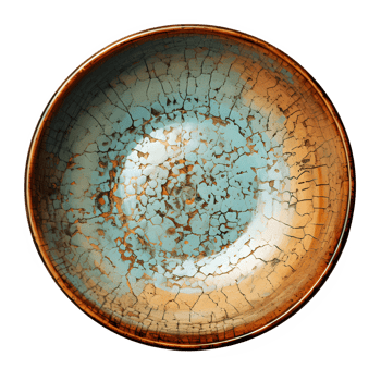 AI generated Antique bowl with cracked motif isolated on transparent background ,generative ai png