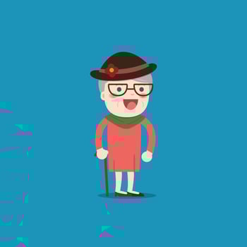 Old lady. Grandma. Vector isolated illustration. Cartoon