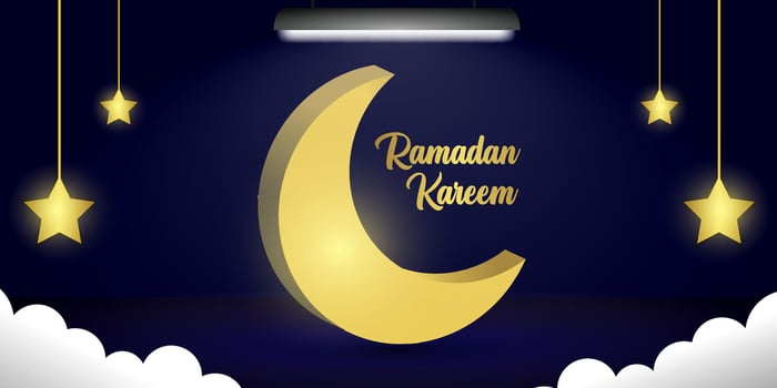 Ramadan Kareem background with 3D moon shape vector