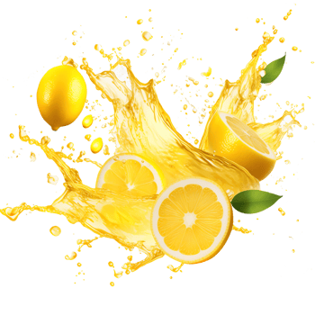 AI generated Capturing the dynamic essence of lemon juice splashes against a transparent background, featuring vibrant yellow liquid swirls and refreshing fruit drops png