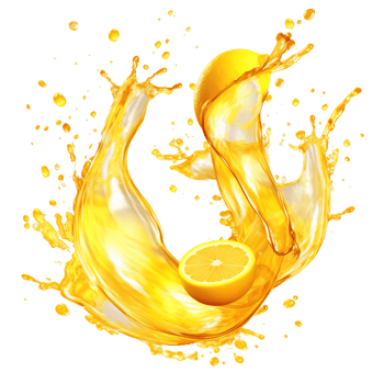 AI generated Capturing the dynamic essence of lemon juice splashes against a transparent background, featuring vibrant yellow liquid swirls and refreshing fruit drops png