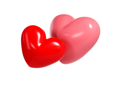 3d pink and red glossy love hearts on white background. Suitable for Valentine day, Mother day, Women day, wedding, sticker, greeting card. February 14th png