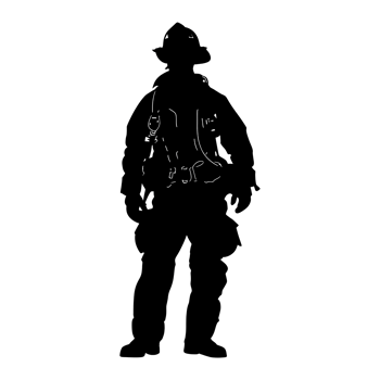AI generated silhouette of a firefighter full body png