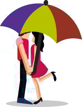 Love couple hugging, valentine day vector illustration.
