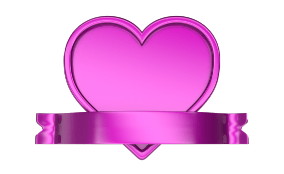 Red Heart Banner 3D Render png