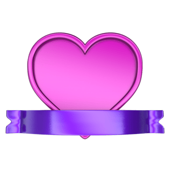 Red Heart Banner 3D Render png