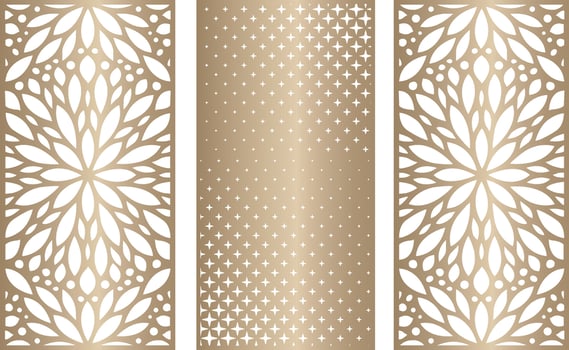 Laser and cnc cutting panels template.  Decorative die cut seamless pattern vector