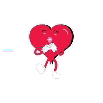Love heart cartoon with many expressions. different love heart activity vector illustration flat design. smart love heart for children story book.