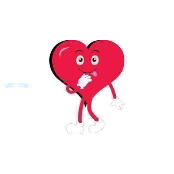 Love heart cartoon with many expressions. different love heart activity vector illustration flat design. smart love heart for children story book.