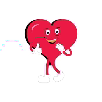 Love heart cartoon with many expressions. different love heart activity vector illustration flat design. smart love heart for children story book.